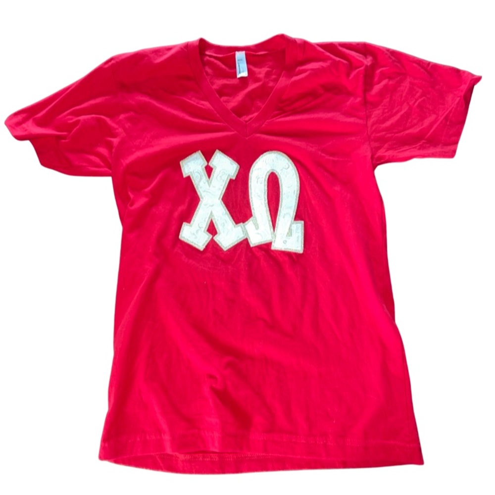 Chi-Omega Sorority Craft Shirt: Cloth Letters:Ironed On: Greek Life: OWLS